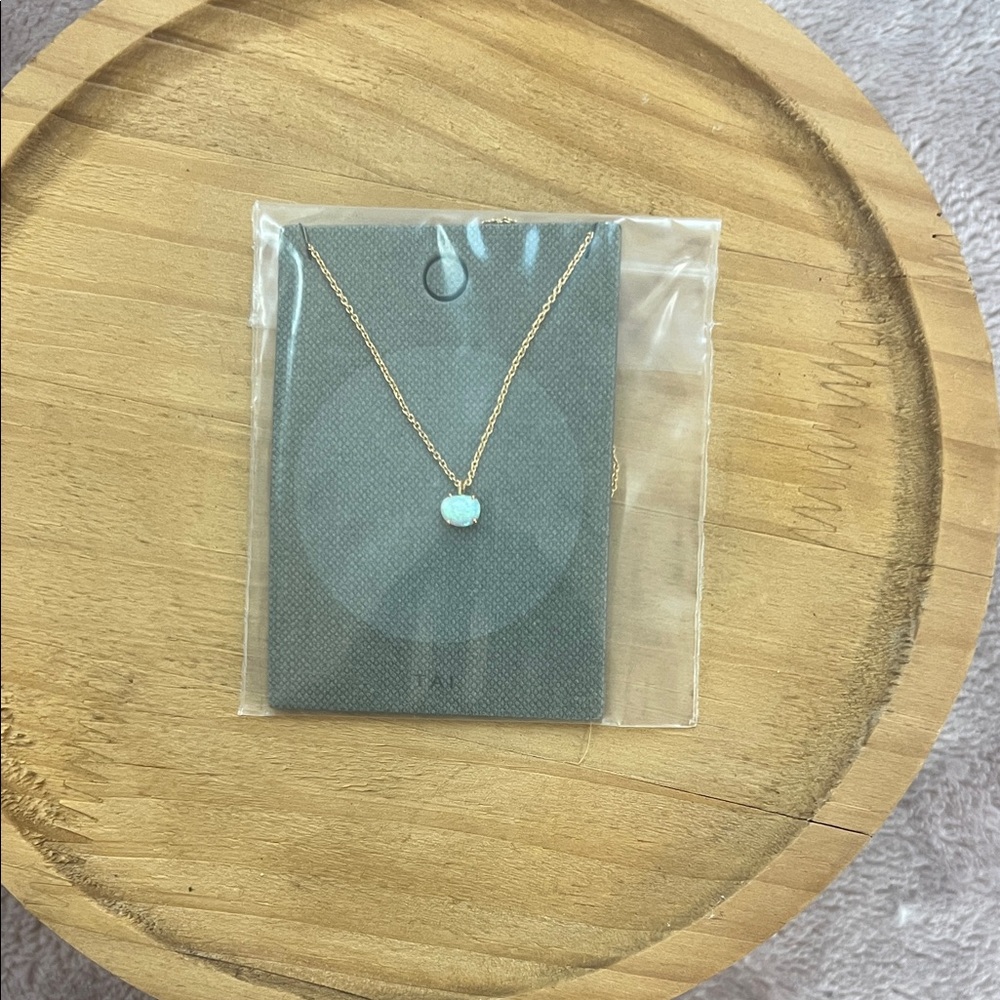 Tai Jewelry - Delicate Gold Necklace with Light Blue Opal Pendant
